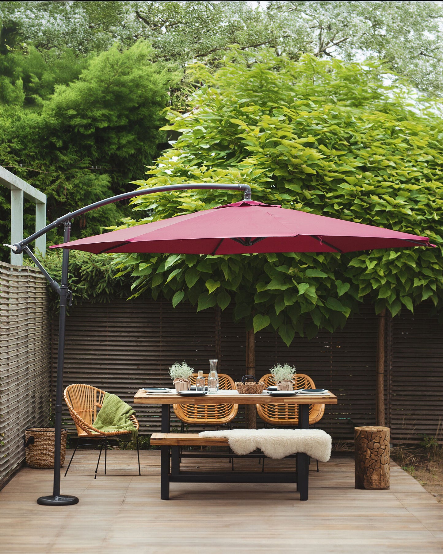 Ampelschirm ⌀ 300 cm burgunderrot RAVENNA