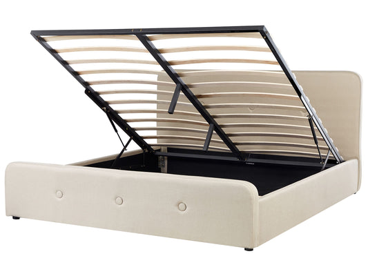 Bett mit Stauraum Kunstleinen RENNES 180 x 200 cm Beige