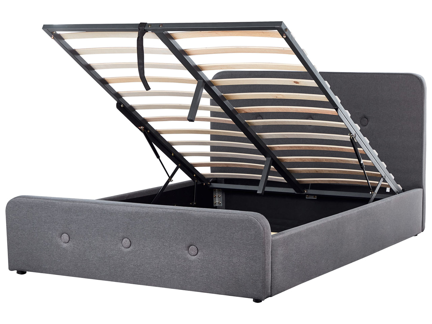 Bett mit Stauraum Stoff RENNES 140 x 200 cm Dunkelgrau