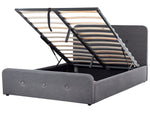 Bett mit Stauraum Stoff RENNES 140 x 200 cm Dunkelgrau