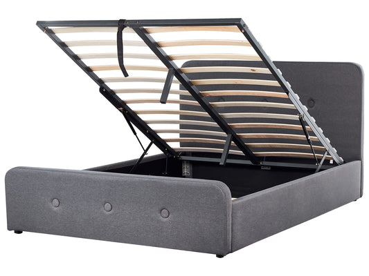 Bett mit Stauraum Stoff RENNES 140 x 200 cm Dunkelgrau