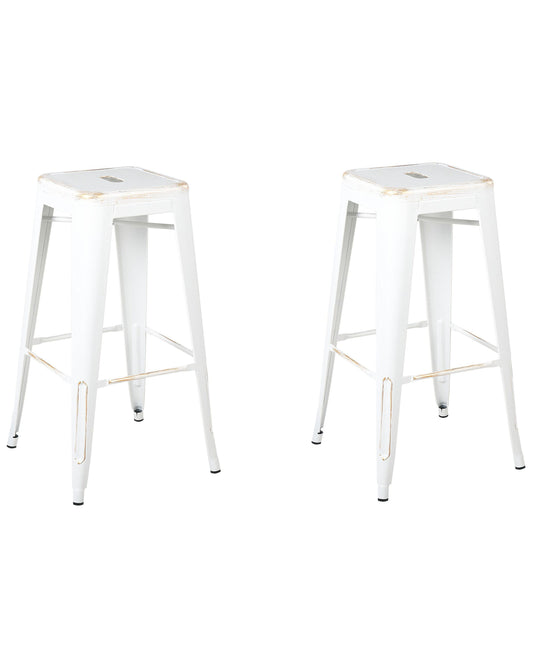 Barhocker 2er Set Metall Weiss CABRILLO