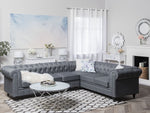 Ecksofa hellgrau linksseitig CHESTERFIELD