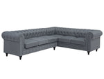 Ecksofa hellgrau linksseitig CHESTERFIELD