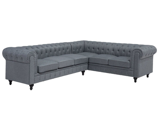 Ecksofa hellgrau linksseitig CHESTERFIELD