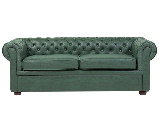 3-Sitzer Sofa Lederoptik grün CHESTERFIELD