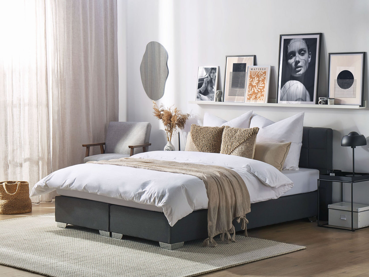 Boxspringbett Stoff ADMIRAL 180 x 200 cm Dunkelgrau