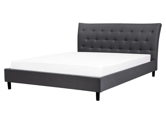 Bett mit Lattenrost Stoff SAVERNE 160 x 200 cm Dunkelgrau