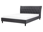 Bett mit Lattenrost Stoff SAVERNE 160 x 200 cm Dunkelgrau