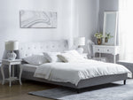 Bett mit Lattenrost Stoff SAVERNE 160 x 200 cm Hellgrau