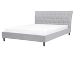 Bett mit Lattenrost Stoff SAVERNE 160 x 200 cm Hellgrau