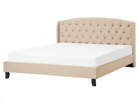 Bett mit Lattenrost Stoff BORDEAUX 160 x 200 cm Beige