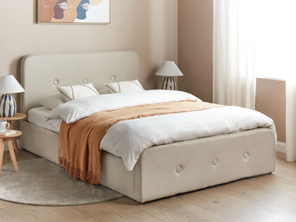 Bett mit Stauraum Stoff RENNES 140 x 200 cm Beige