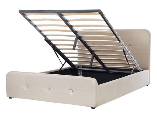 Bett mit Stauraum Stoff RENNES 140 x 200 cm Beige