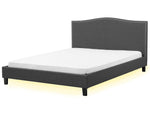 Bett mit Lattenrost Stoff MONTPELLIER 180 x 200 cm LED Weiss