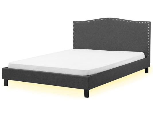 Bett mit Lattenrost Stoff MONTPELLIER 180 x 200 cm LED Weiss
