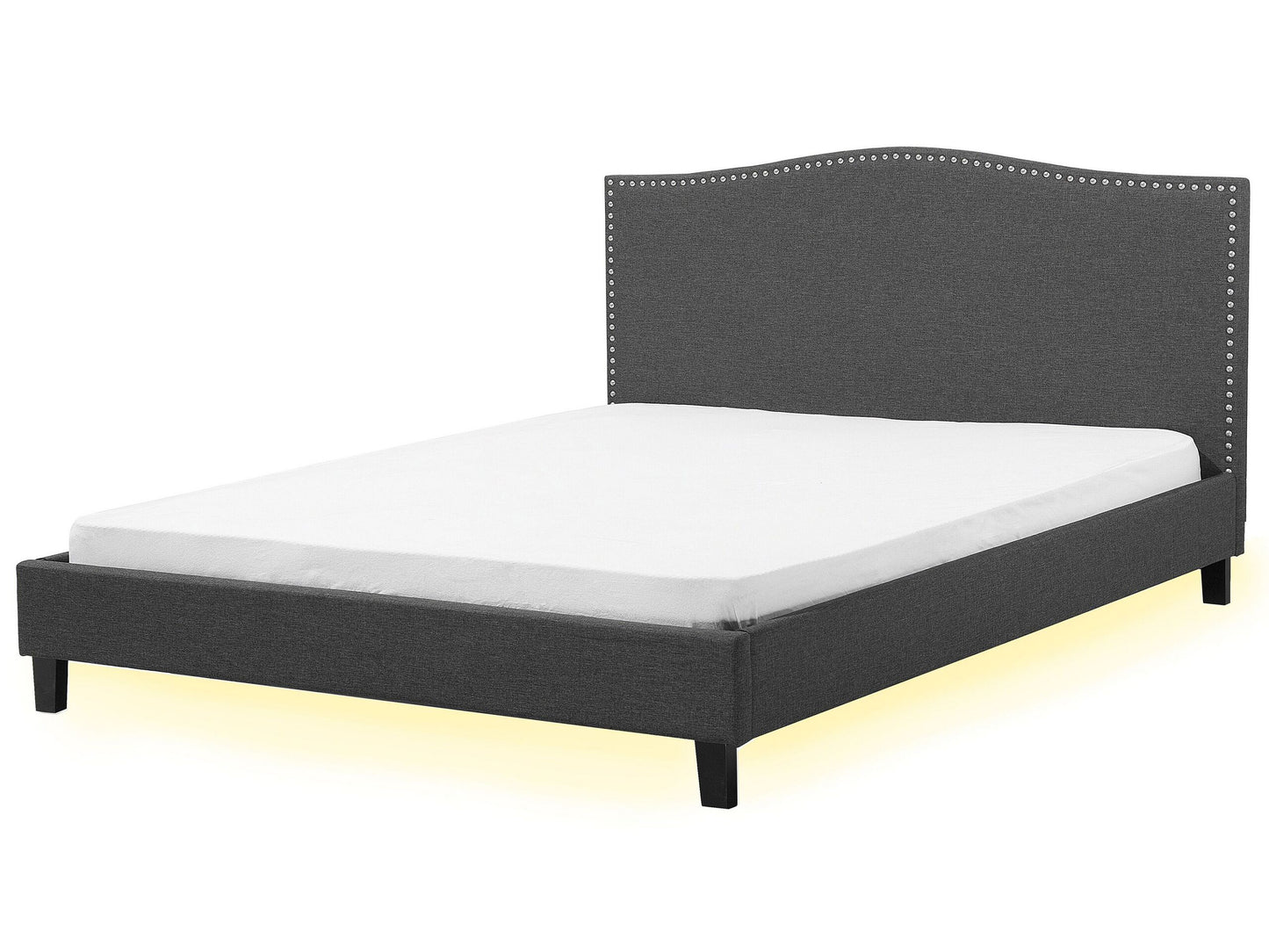 Bett mit Lattenrost Stoff MONTPELLIER 180 x 200 cm LED Weiss