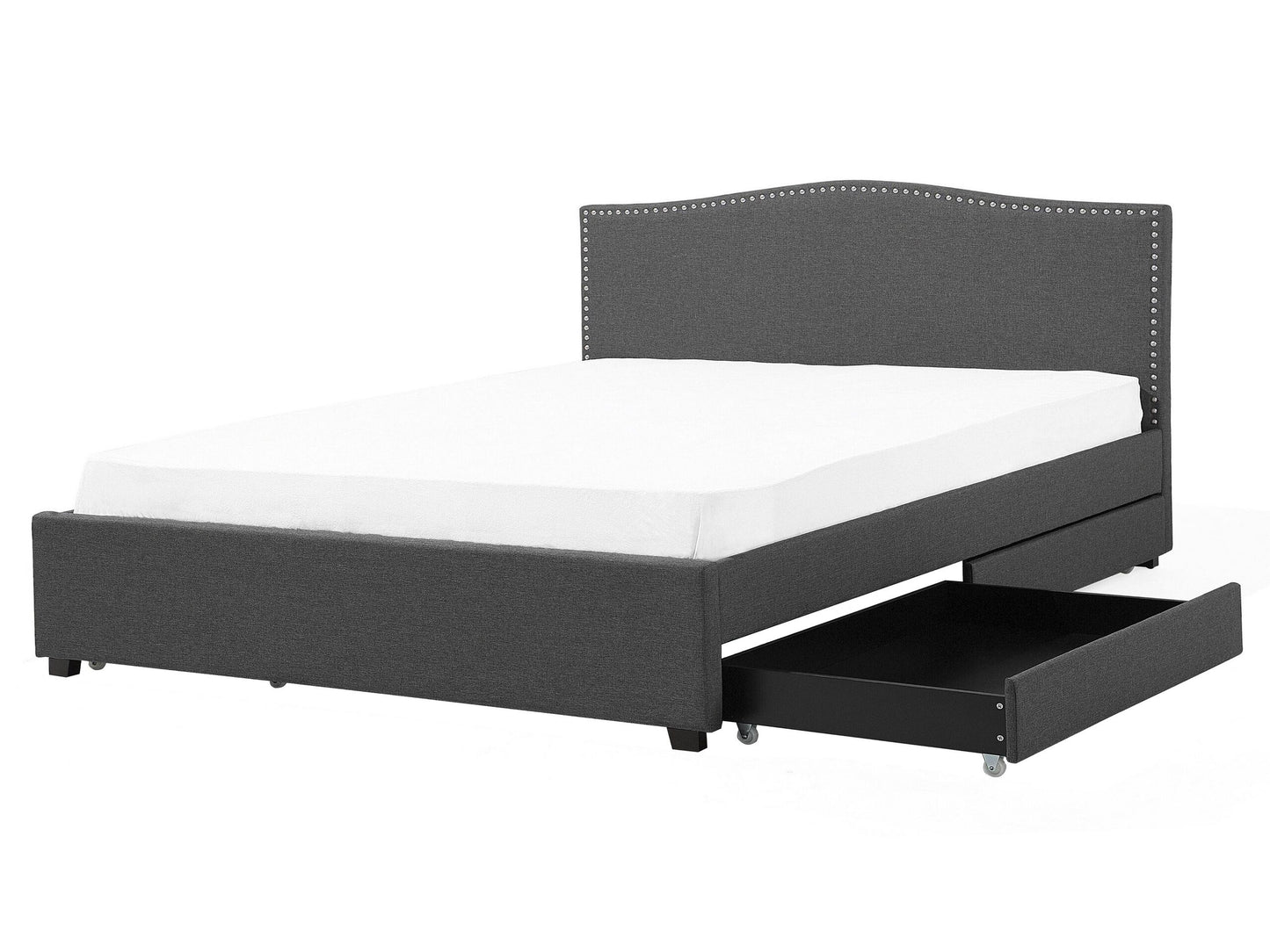 Bett mit Schubladen Stoff MONTPELLIER 160 x 200 cm Dunkelgrau