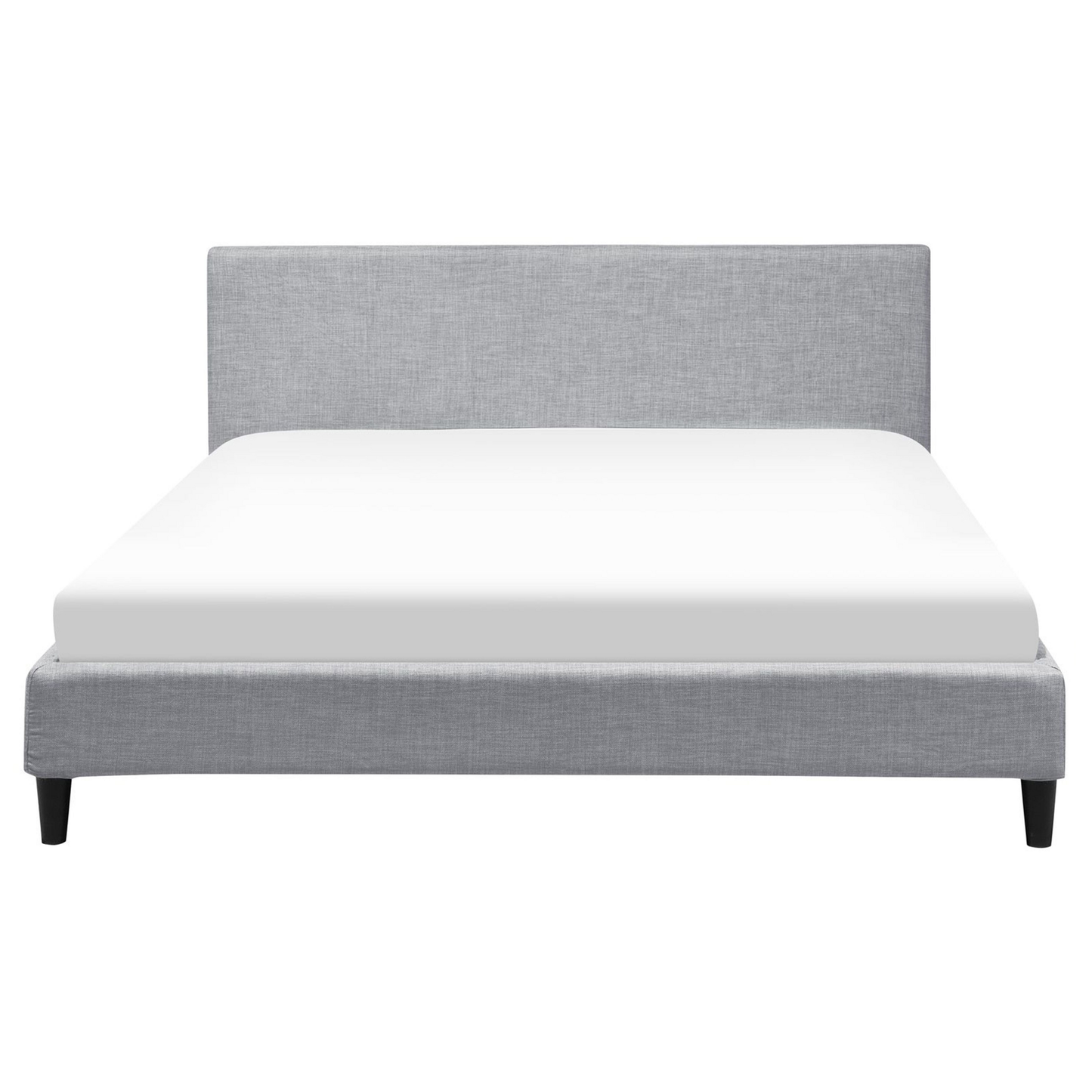 Bett mit LED Stoff FITOU 160 x 200 cm Hellgrau