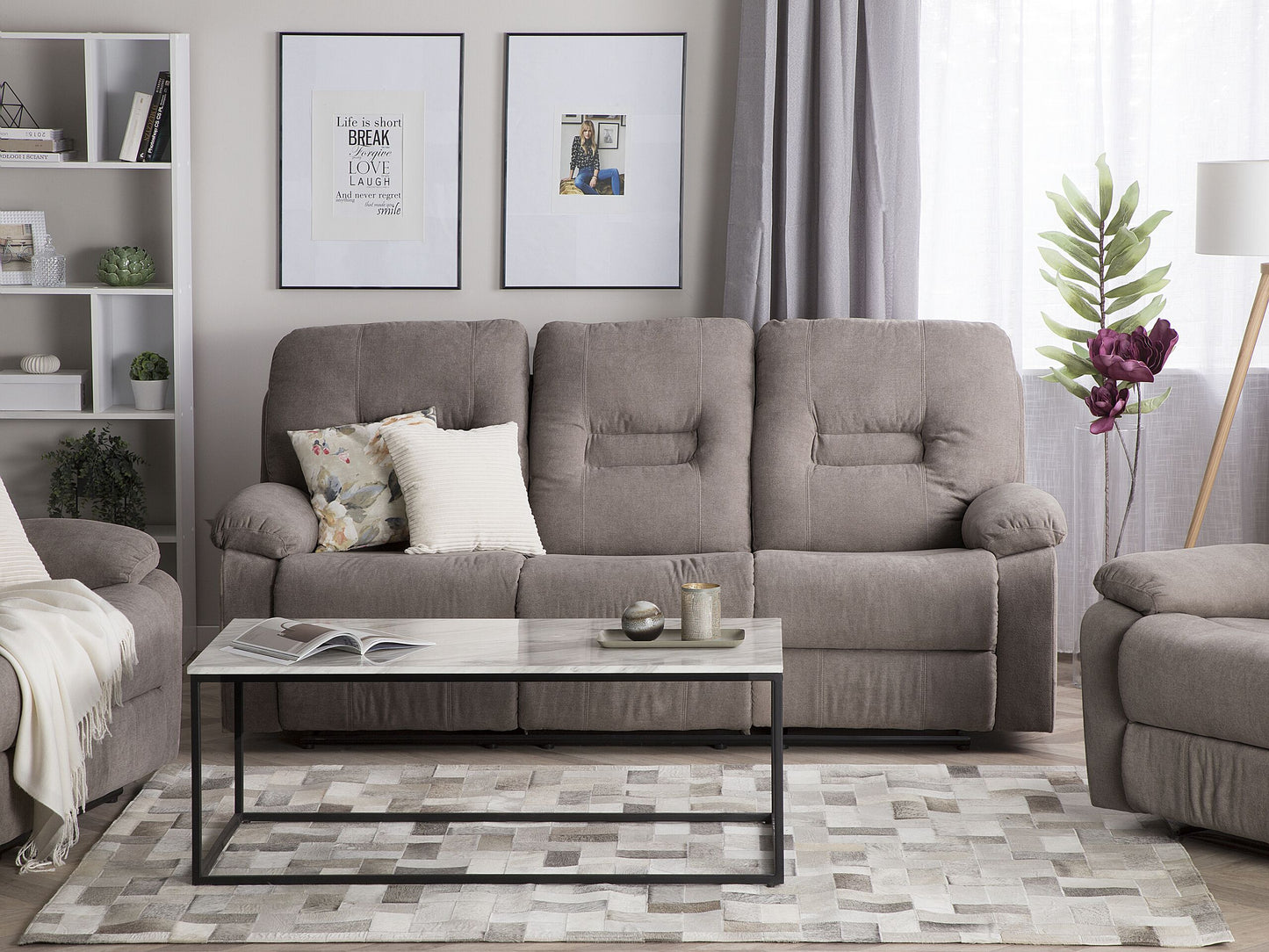 3-Sitzer Sofa Polsterbezug taupe verstellbar BERGEN