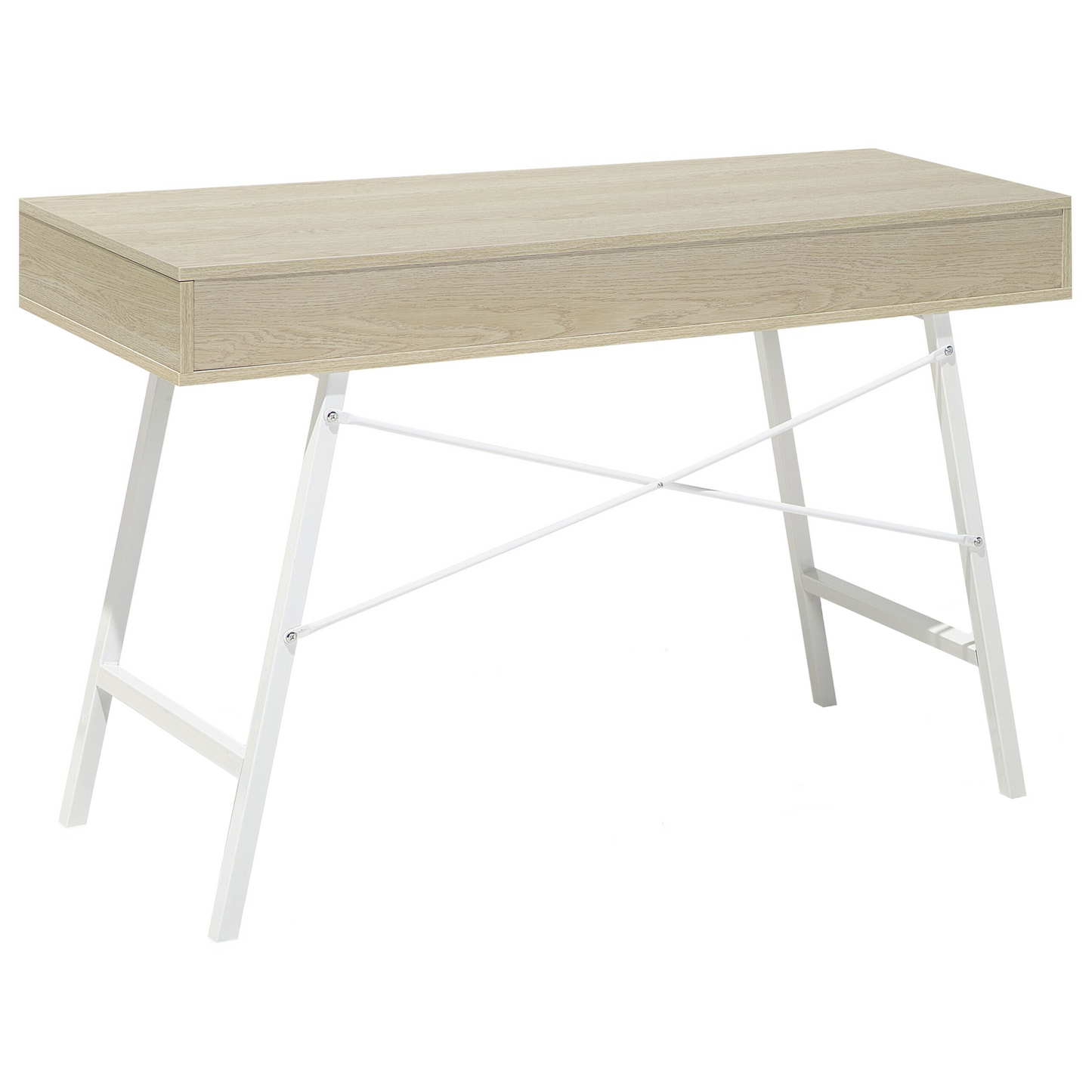 Schreibtisch heller Holzfarbton / weiss 120 x 48 cm 2 Schubladen CLARITA