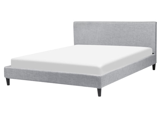 Bett mit Lattenrost Stoff FITOU 160 x 200 cm Hellgrau