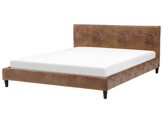 Bett mit Lattenrost Kunstleder FITOU 180 x 200 cm Braun