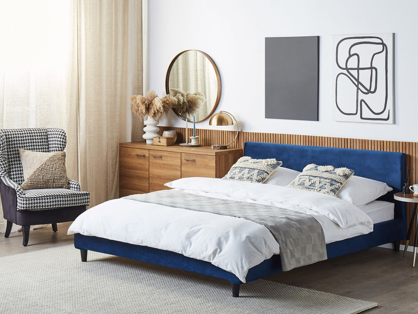 Bett mit Lattenrost Samtstoff FITOU 180 x 200 cm Dunkelblau