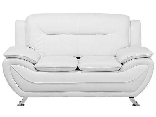 2-Sitzer Sofa Kunstleder weiss LEIRA