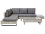 Garten Ecksofa mit Tisch 5-Sitzer LANCIANO rechtsseitig Polyrattan Grau
