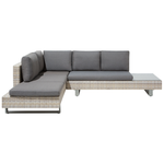 Garten Ecksofa mit Tisch 5-Sitzer LANCIANO rechtsseitig Polyrattan Grau