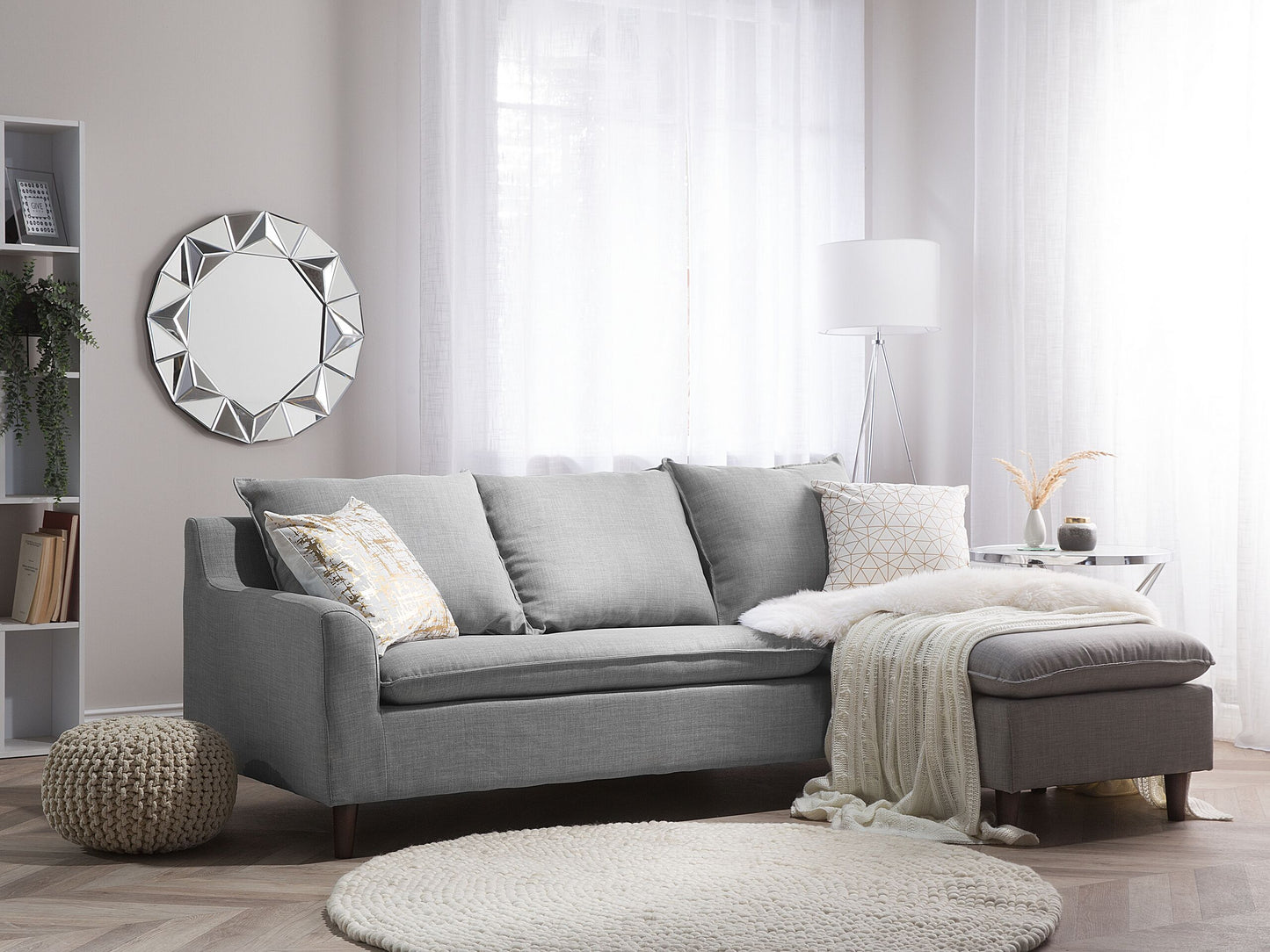 Ecksofa Stoff hellgrau linksseitig ELVENES