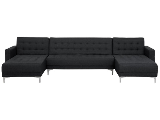 Schlafsofa U-förmig Polsterbezug graphitgrau ABERDEEN