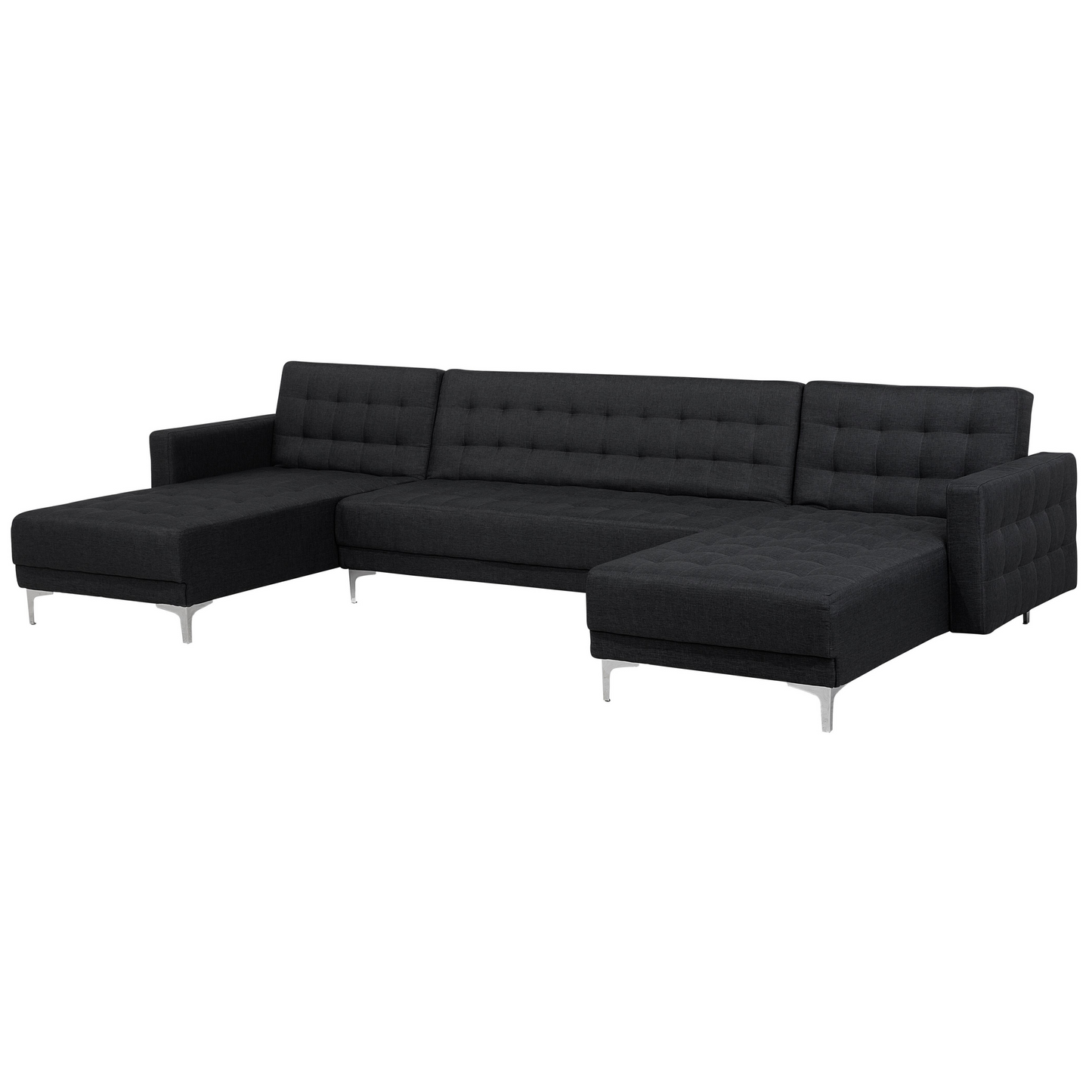 Schlafsofa U-förmig Polsterbezug graphitgrau ABERDEEN