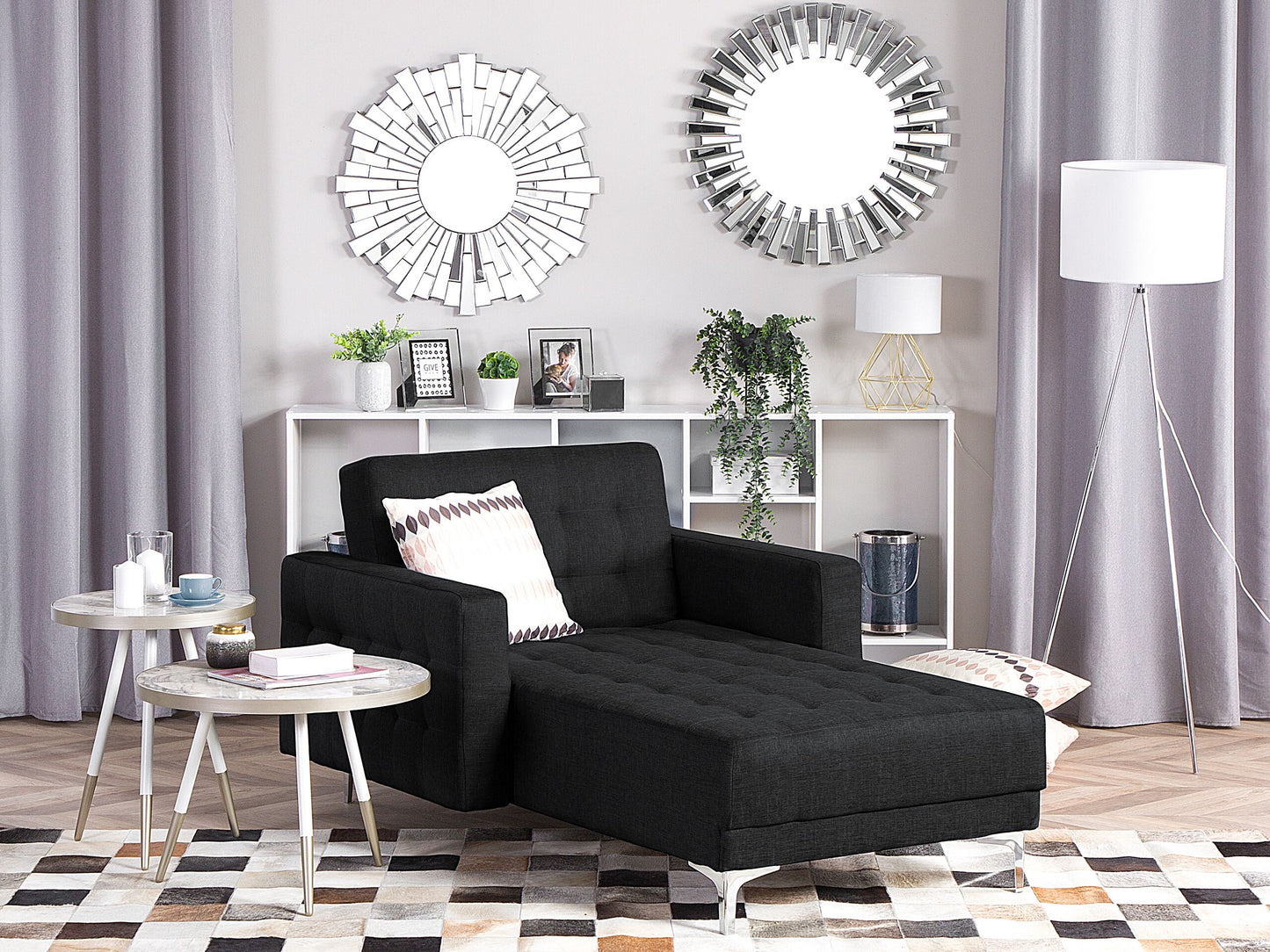 Chaiselongue Polsterbezug graphitgrau / silber ABERDEEN