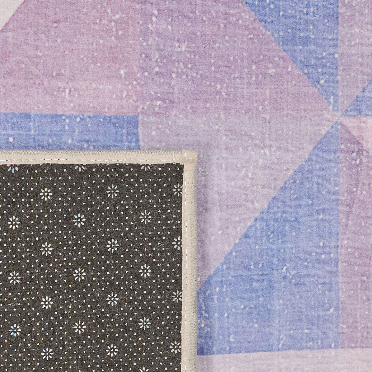 Teppich blau-grau 80 x 150 cm geometrisches Muster Kurzflor KARTEPE