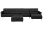 Modulsofa Kunstleder Schlaffunktion schwarz linksseitig Ottomane ABERDEEN