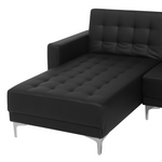 Wohnlandschaft Kunstleder schwarz mit Ottomane ABERDEEN