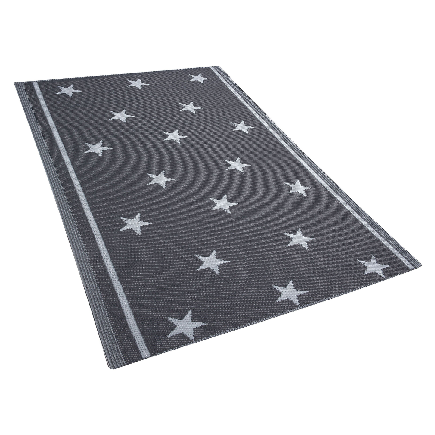 Outdoor Teppich dunkelgrau 120 x 180 cm Sternenmuster zweiseitig Kurzflor LATUR