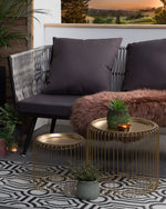 Outdoor Teppich schwarz 90 x 180 cm geometrisches Muster zweiseitig Kurzflor BIDAR