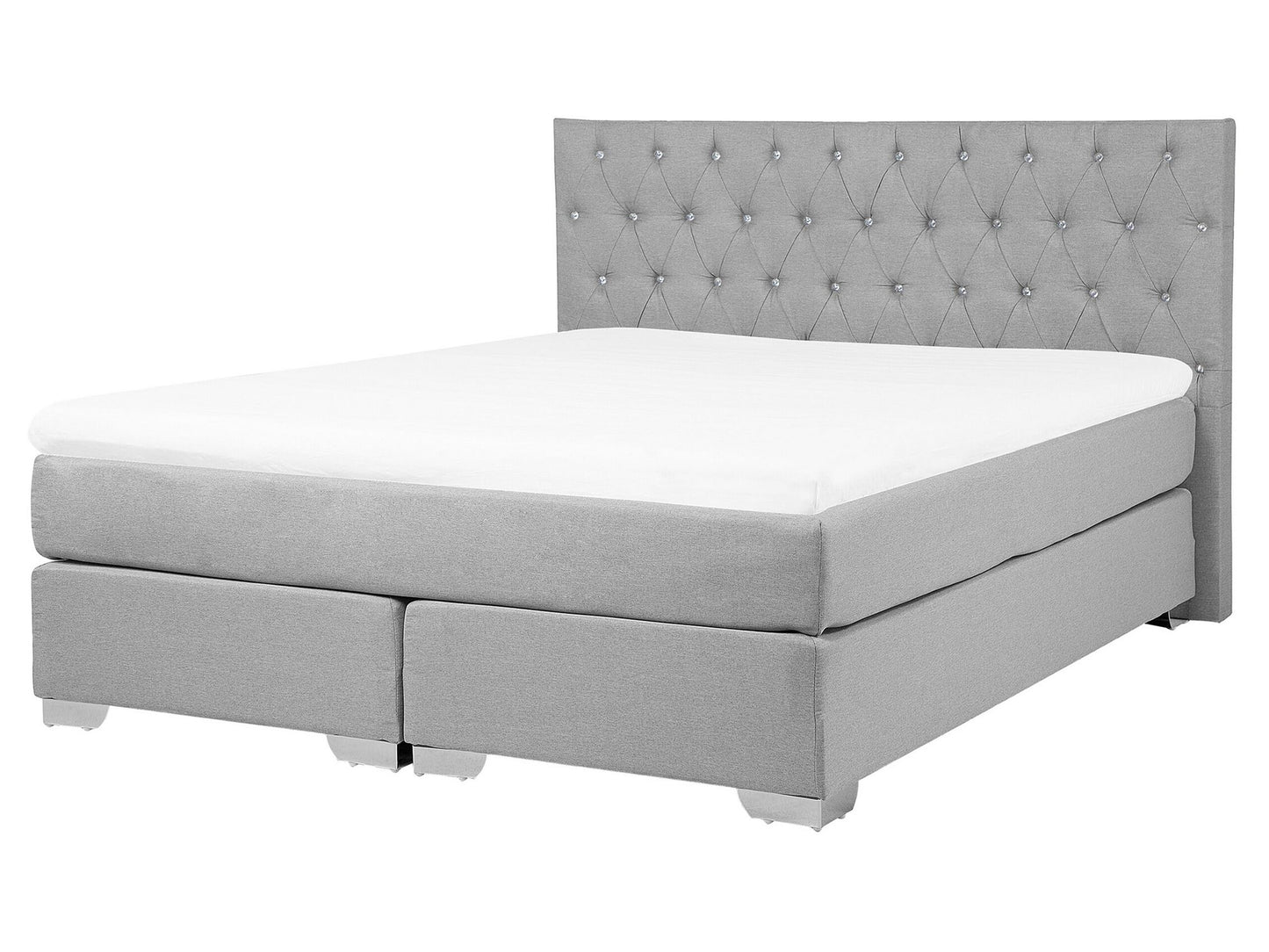 Boxspringbett Stoff DUCHESS 160 x 200 cm Hellgrau
