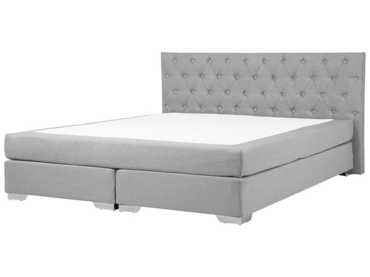 Boxspringbett Stoff DUCHESS 180 x 200 cm Hellgrau
