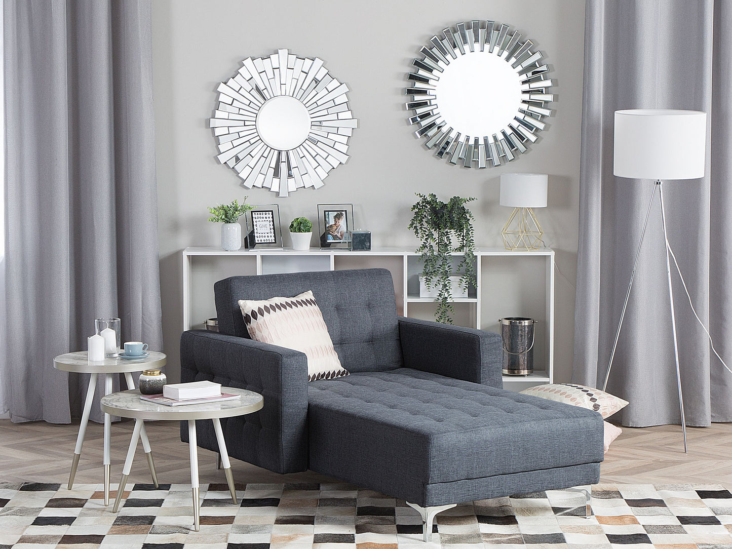 Chaiselongue Polsterbezug dunkelgrau / silber ABERDEEN