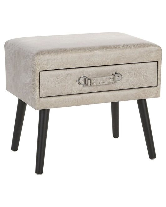 Nachttisch mit 1 Schublade EUROSTAR Kunstleder Beige