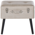 Hocker mit Stauraum Kunstleder beige Koffer-Design MALLARD