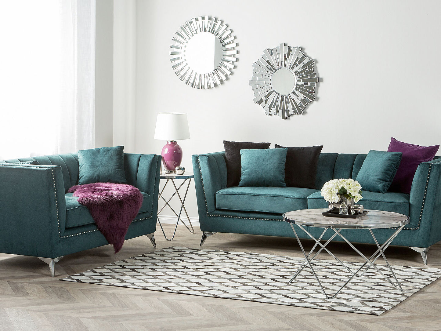 Sofa Set Samtstoff blaugrün 5-Sitzer GAULA