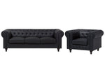 Sofa Set Kunstleder schwarz 4-Sitzer CHESTERFIELD gross