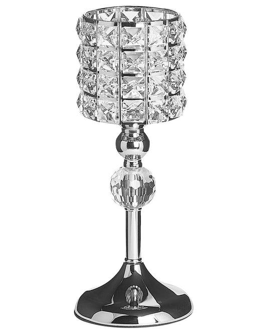 Kerzenständer AVORD Glas 33 cm Silber