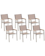 Gartenstuhl 6er Set GROSSETO Edelstahl Beige