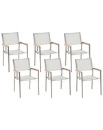 Gartenstuhl 6er Set GROSSETO Edelstahl Weiss